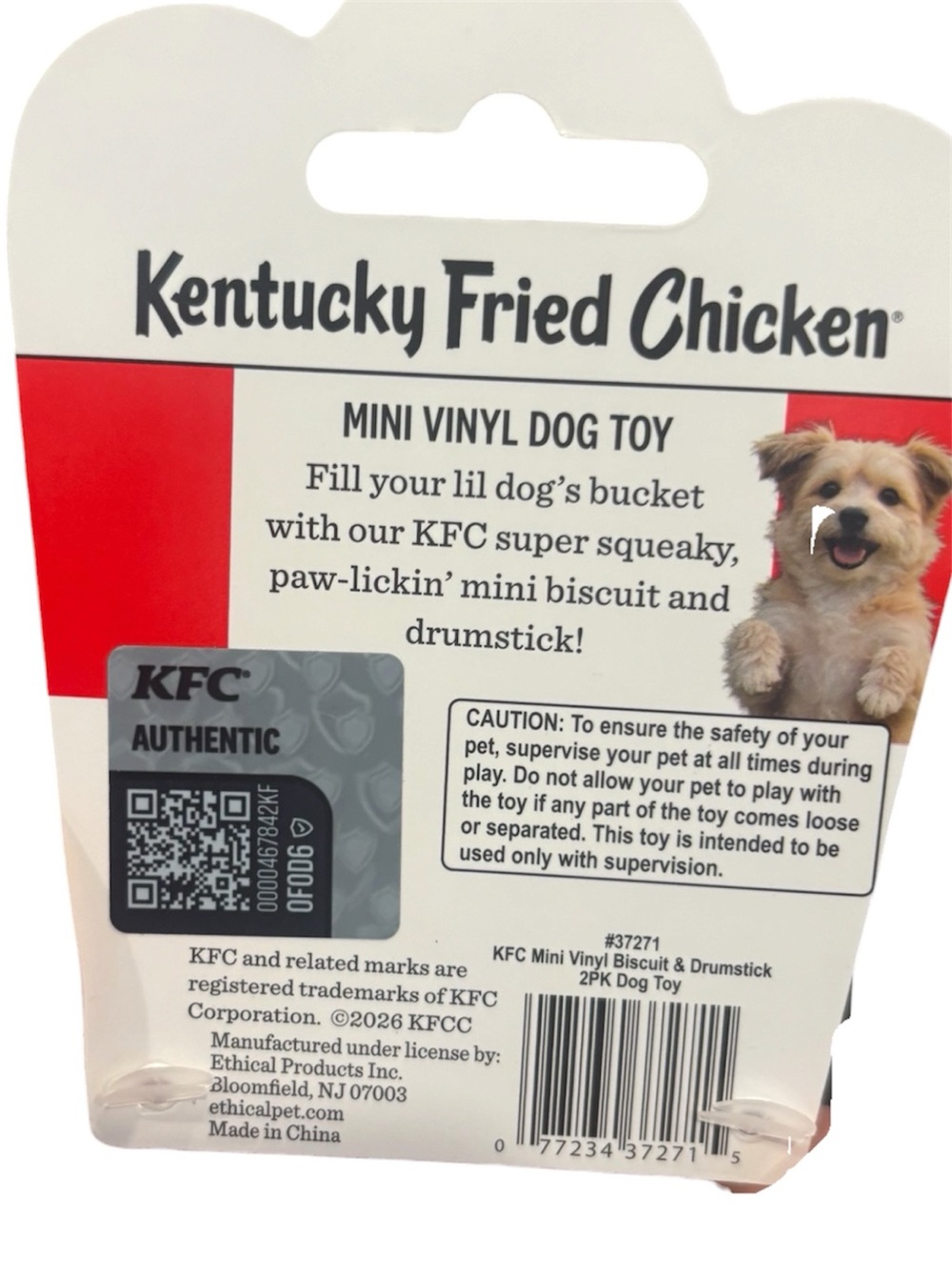 KFC Mini Vinyl Fried Chicken & Biscuit Dog Toy - Orange & Yellow NEW - Picture 4 of 4
